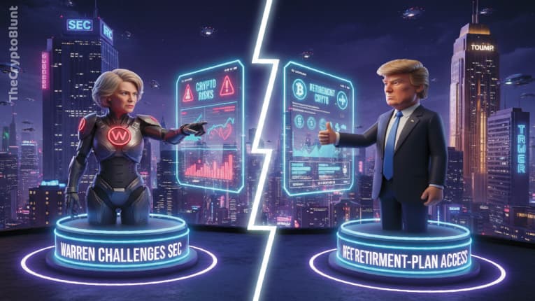 Warren Challenges SEC on Crypto Risks as Trump Backs Retirement-Plan Access