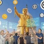 Giant Golden Trump Bitcoin Statue Erected by Memecoiners Near US Capitol Building