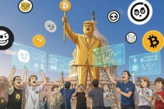 Giant Golden Trump Bitcoin Statue Erected by Memecoiners Near US Capitol Building